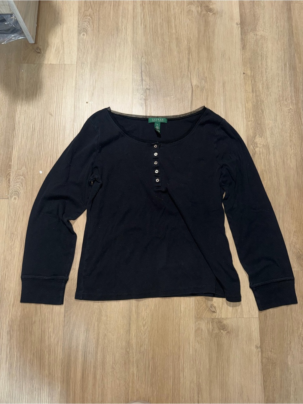 Ralph Lauren Black Long-Sleeve Henley Top